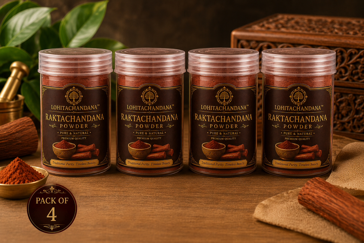 Lohitachandana™ Premium Raktachandana Powder (Red Sandalwood Powder) Pack of 2